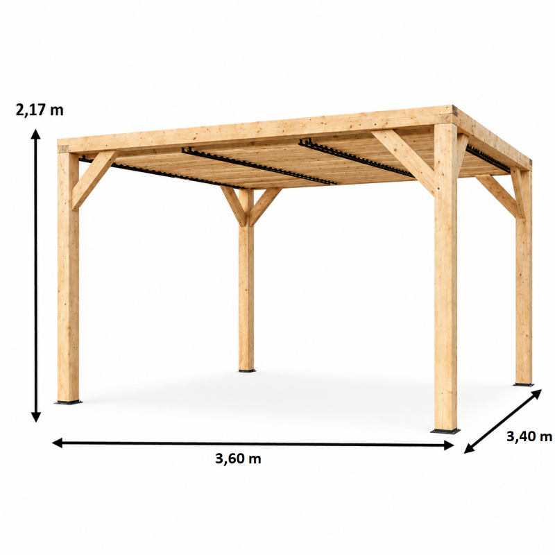 Habrita Foresta Auvent en Bois Lamelle Colle 12,20 m2 Ventelles sur Toit, Foresta Kobleo