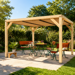 Habrita Foresta Auvent en Bois Lamelle Colle 12,20 m2 Ventelles sur Toit, Foresta Kobleo