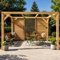 Habrita Foresta Auvent en Bois Douglas 10,50 m2 Ventelles sur Paroi Brise Vue, Foresta Kobleo