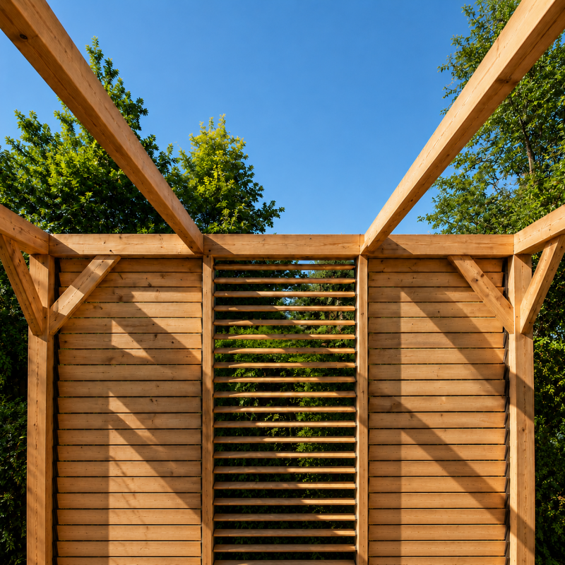 Habrita Foresta Auvent en Bois Douglas 12,20 m2 Ventelles sur Paroi Brise Vue, Foresta Kobleo