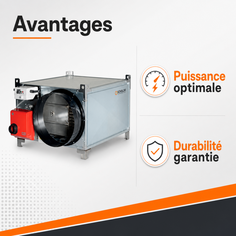 Sovelor Generateur d Air Chaud 144,7 kW sans Bruleur, Acier Galvanise, Sovelor Kobleo