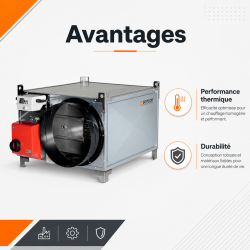 Sovelor Generateur d Air Chaud 85,6 kW sans Bruleur, Acier Galvanise, Sovelor Kobleo