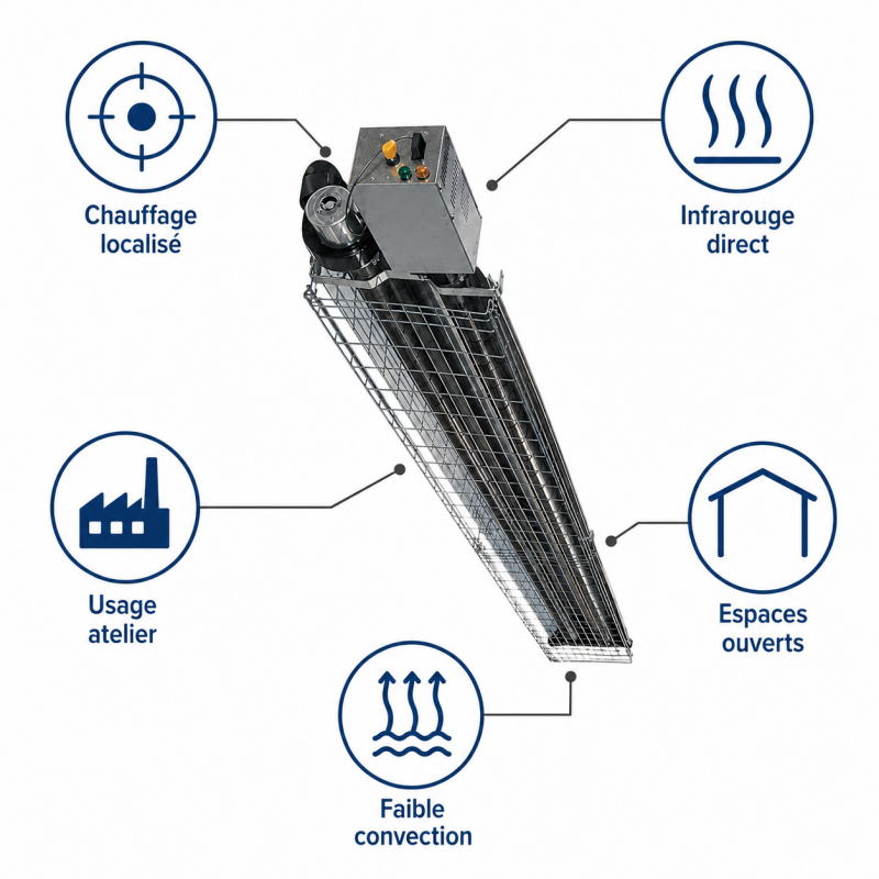 Sovelor Chauffage Radiant a Tube Infrarouge au Gaz 23,2 kW, 5410 mm, Sovelor Kobleo