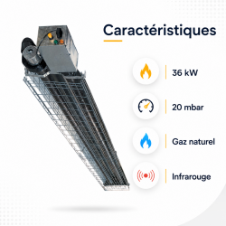 Sovelor Chauffage Radiant a Tube Infrarouge au Gaz Naturel 36 kW, Sovelor Kobleo