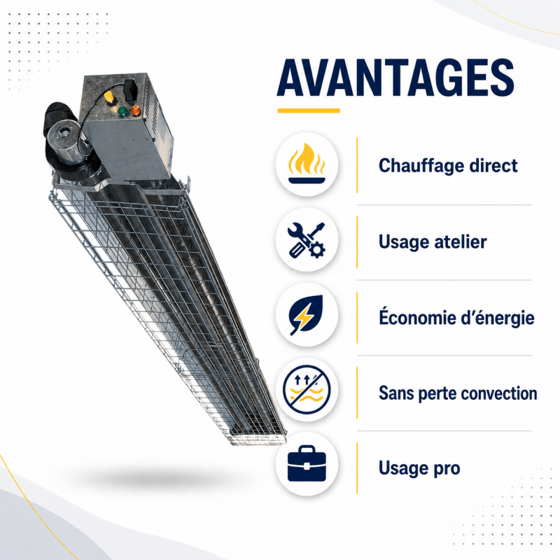 Sovelor Chauffage Radiant a Tube Infrarouge au Gaz Naturel 36 kW, Sovelor Kobleo