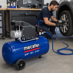 Mecafer Compresseur Lubrifie a Piston 2 HP 8 bar Cuve de 50 L Compact, Mecafer Kobleo