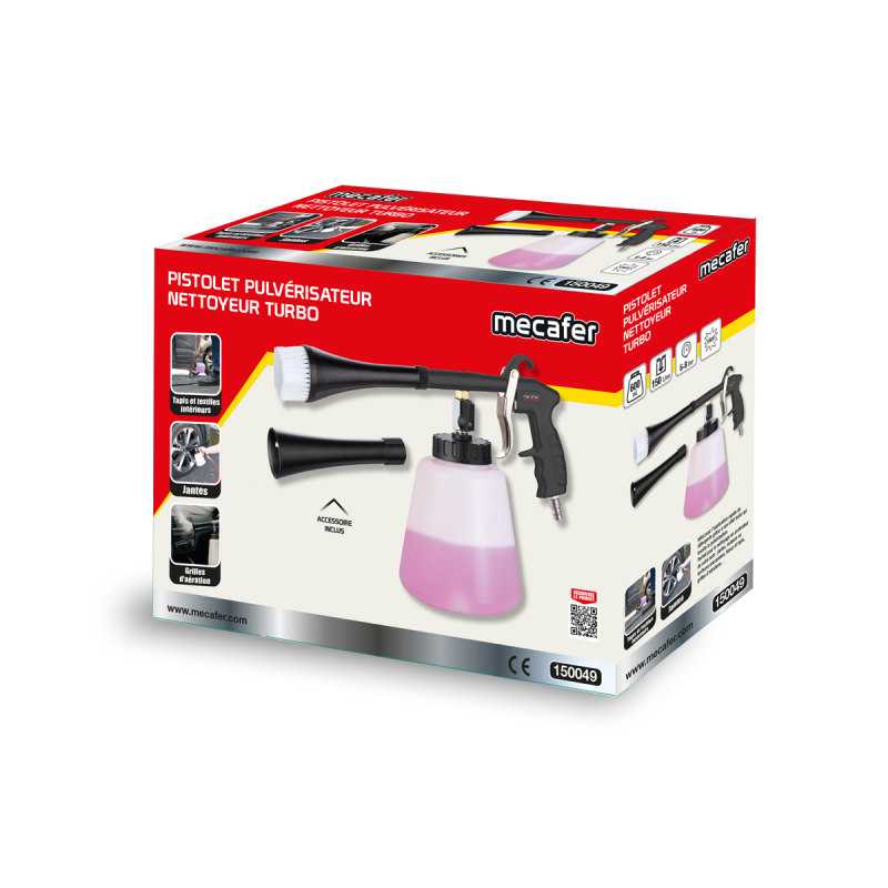 Mecafer Pistolet Nettoyeur Pneumatique Turbo Godet de 600 ml 6 8 bar, Mecafer Kobleo