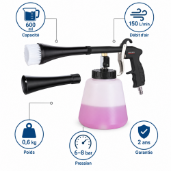 Mecafer Pistolet Nettoyeur Pneumatique Turbo Godet de 600 ml 6 8 bar, Mecafer Kobleo
