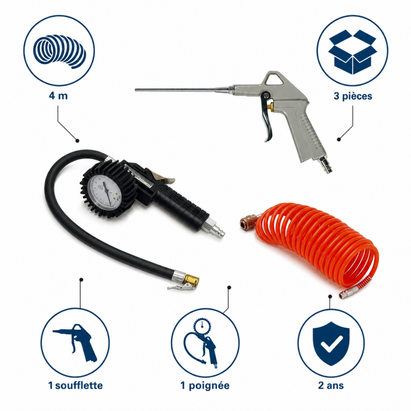 Mecafer Kit Accessoires Pneumatiques Coloris Noir, Gris, Rouge Fiable, Mecafer Kobleo
