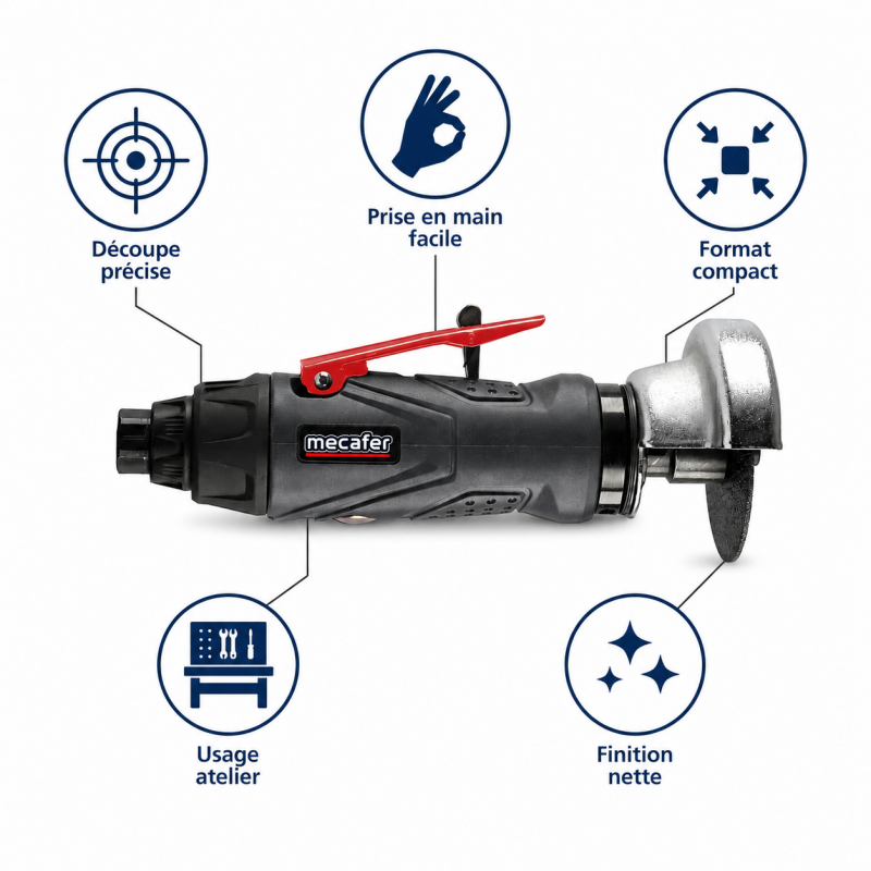 Mecafer Mini Tronconneuse Pneumatique d Angle Poids 0.98 kg 6 bar, Mecafer Kobleo