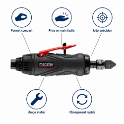 Mecafer Mini Meuleuse Droite Pneumatique Poids 0.96 kg Raccord Rapide, Mecafer Kobleo