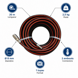 Mecafer Tuyau a Air Comprime en PVC Poids 2.5 kg Diametre 8mm Compact, Mecafer Kobleo