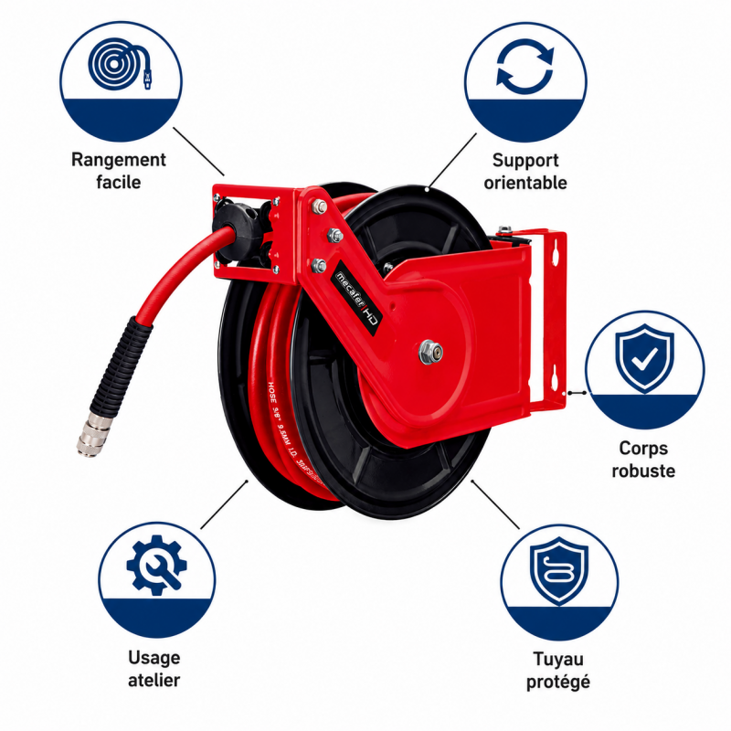 Mecafer Enrouleur Automatique de Tuyau a Air Comprime Poids 7.94 kg, Mecafer Kobleo