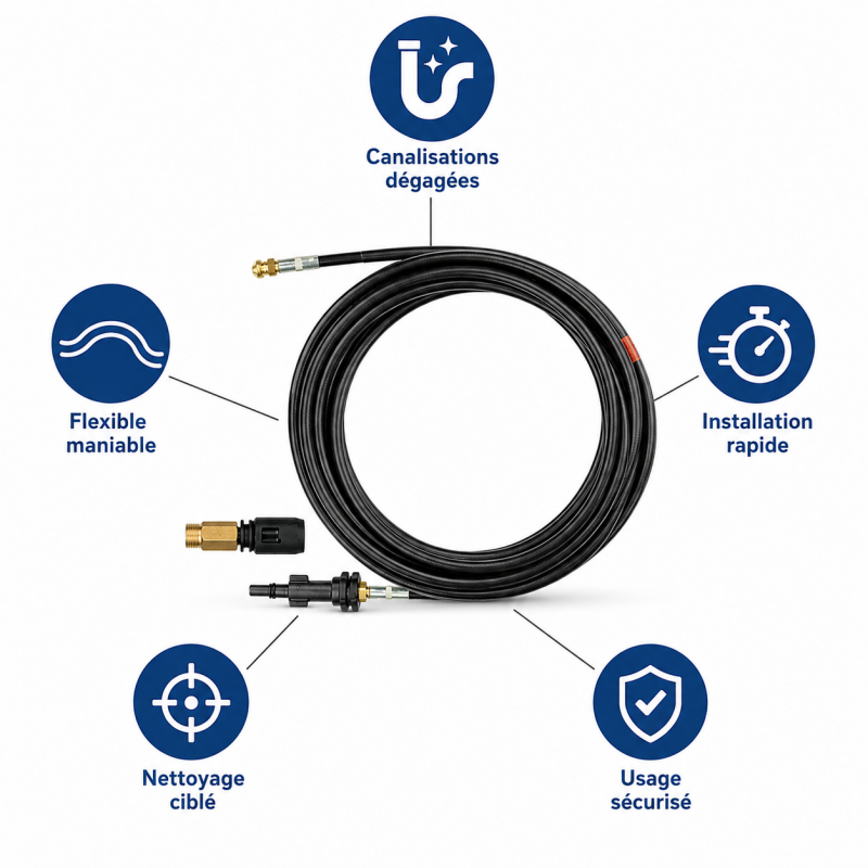 Mecafer Kit de Debouchage Canalisation pour Nettoyeur Haute Pression, Mecafer Kobleo