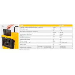 Sovelor Déshumidificateur spécial Professionnel mobile sur roues 780W 500m3/h  Kobleo
