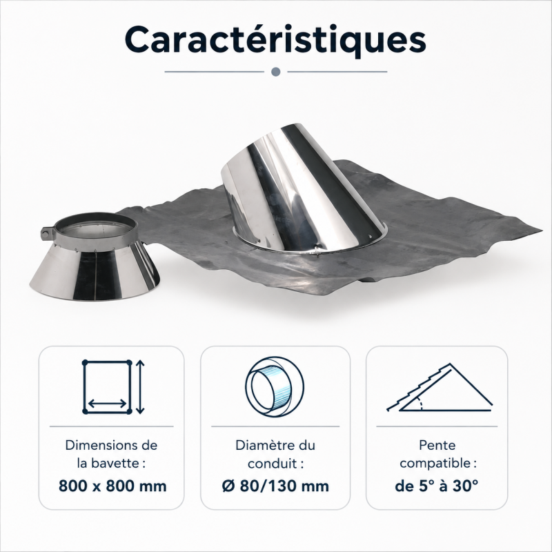 TEN Solin inox Ten Duoten 481480 D80/130 – 5° à 30° Kobleo