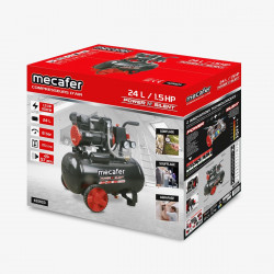 Mecafer Compresseur Silencieux 1.5 HP 8 bar Cuve de 24L Sans Huile, Mecafer Kobleo