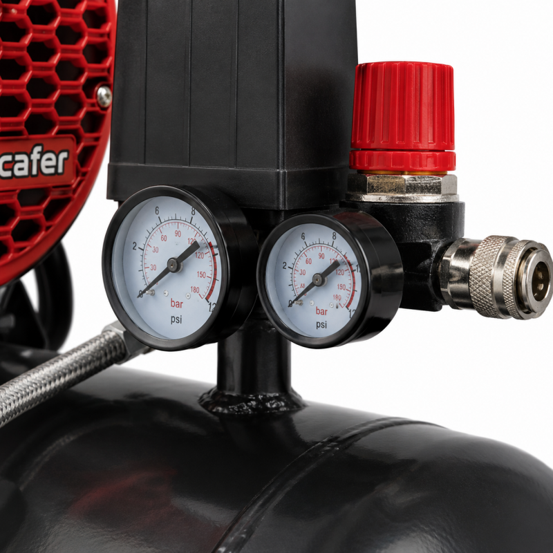 Mecafer Compresseur Silencieux 2 HP 8 bar Cuve de 50 L Sans Huile, Mecafer Kobleo