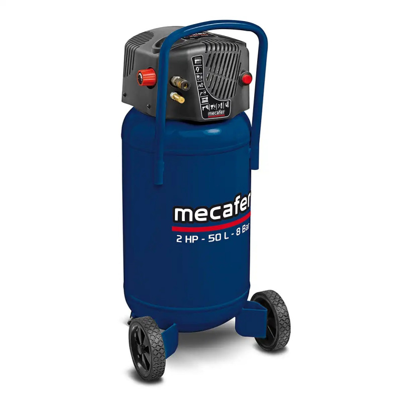 Mecafer Compresseur Vertical 2 HP 8 bar Cuve de 50 L Sonore 97 dB(A), Mecafer Kobleo