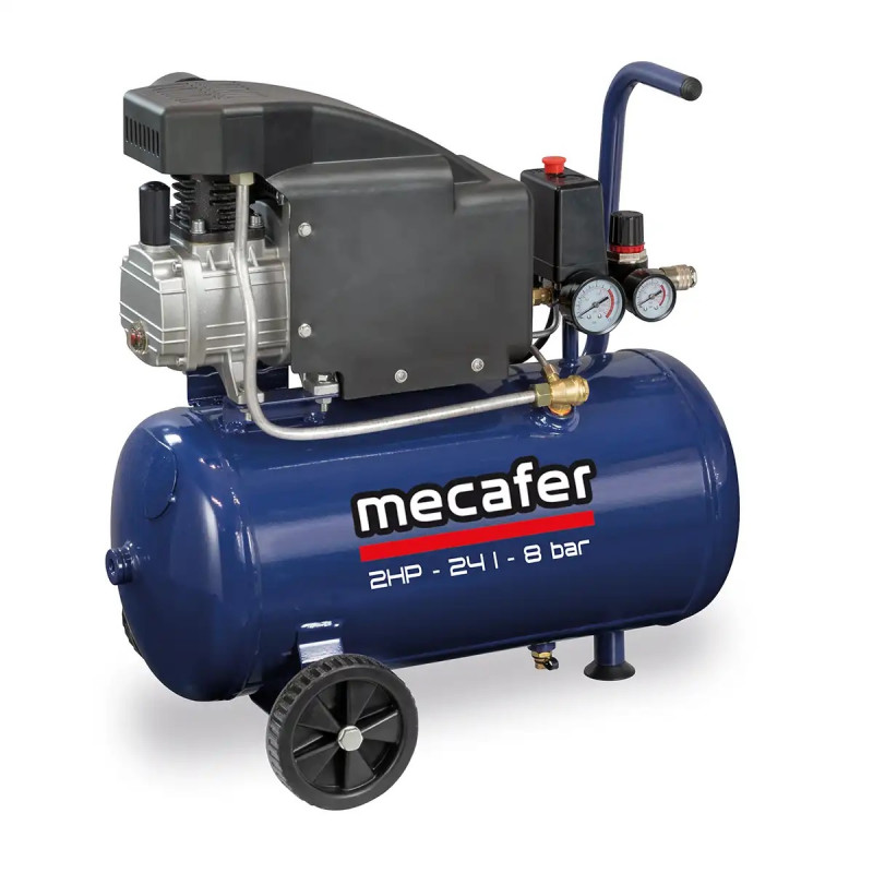 Mecafer Compresseur Horizontal 2 HP 8 bar Cuve de 24 L Lubrifie Leger, Mecafer Kobleo