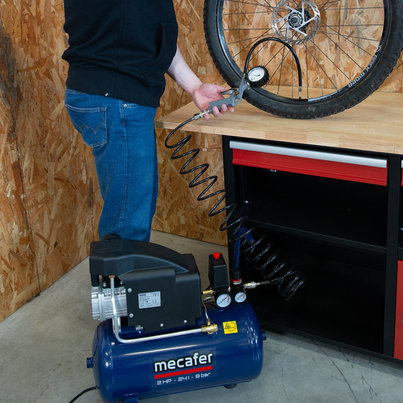 Mecafer Compresseur Horizontal 2 HP 8 bar Cuve de 24 L Lubrifie Leger, Mecafer Kobleo