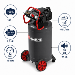 Mecafer Compresseur Vertical Debruite Sans Huile FACOM 100 L 12 Bars, Mecafer Kobleo