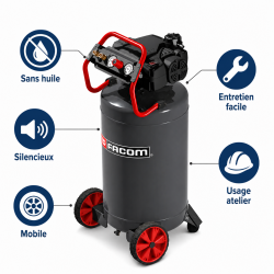 Mecafer Compresseur Vertical Debruite Sans Huile FACOM 100 L 12 Bars, Mecafer Kobleo