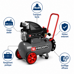 Mecafer Compresseur Pro Coaxial Lubrifie FACOM Cuve de 50 L 10 Bars, Mecafer Kobleo