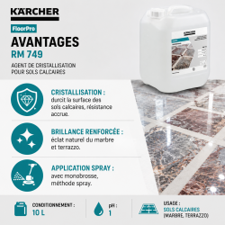 Karcher Agent de Cristallisation FloorPro RM 749 Bidon de 10 L, Karcher Kobleo