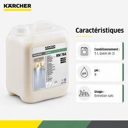Karcher Agent de Dispersion FloorPro RM 784 Bidon de 5 L pH 8, Karcher Kobleo