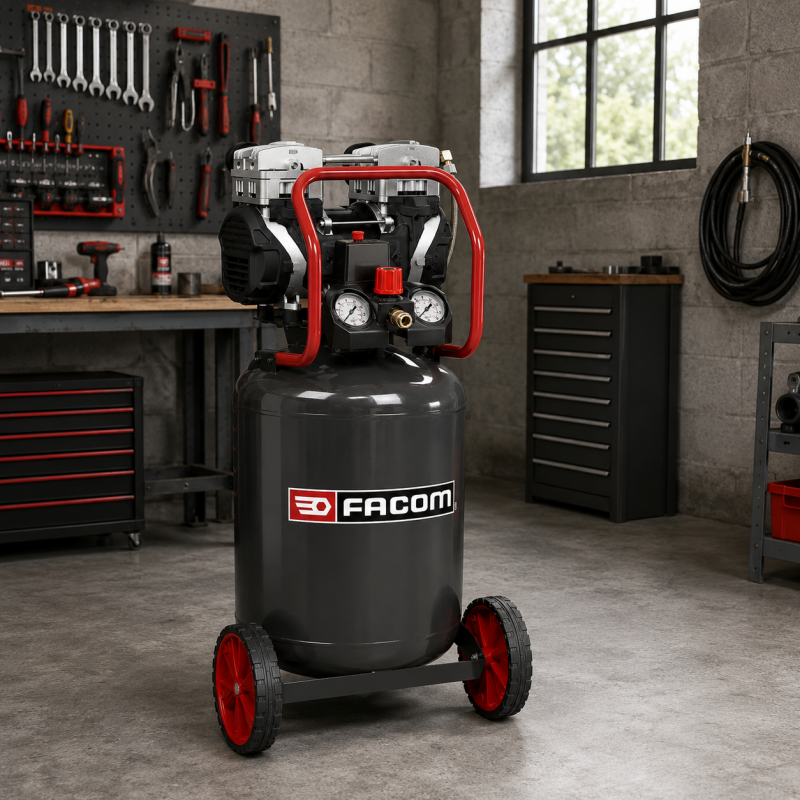 Mecafer Compresseur Vertical Silencieux FACOM Silver 50 L Brancard, Mecafer Kobleo
