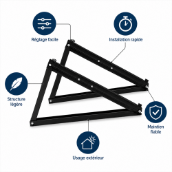 Mecafer Support Trepied Inclinable Aluminium pour Panneau Solaire, Mecafer Kobleo