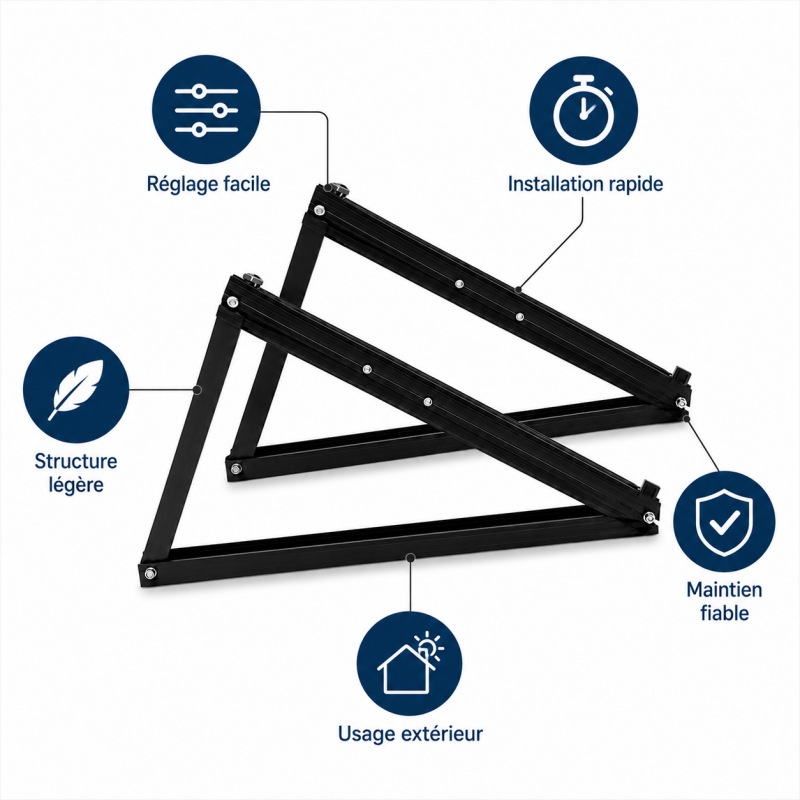 Mecafer Support Trepied Inclinable Aluminium pour Panneau Solaire, Mecafer Kobleo
