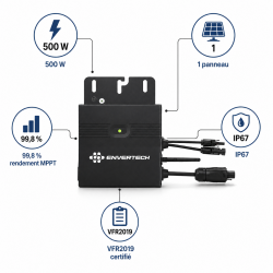 Mecafer Micro Onduleur MPPT 500W IP67 Autoconsommation Plug and Play, Mecafer Kobleo