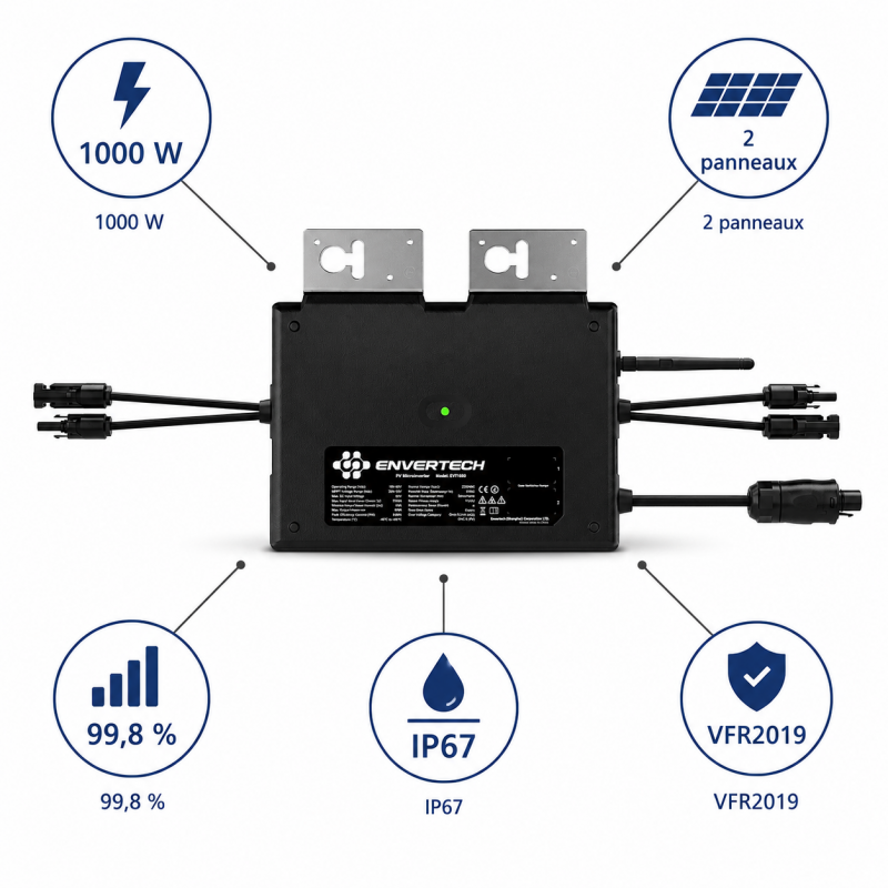 Mecafer Micro Onduleur MPPT 1000W IP67 Autoconsommation Plug and Play, Mecafer Kobleo