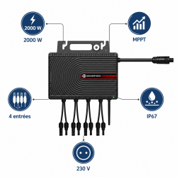 Mecafer Micro Onduleur MPPT 2000W IP67 Autoconsommation Plug and Play, Mecafer Kobleo