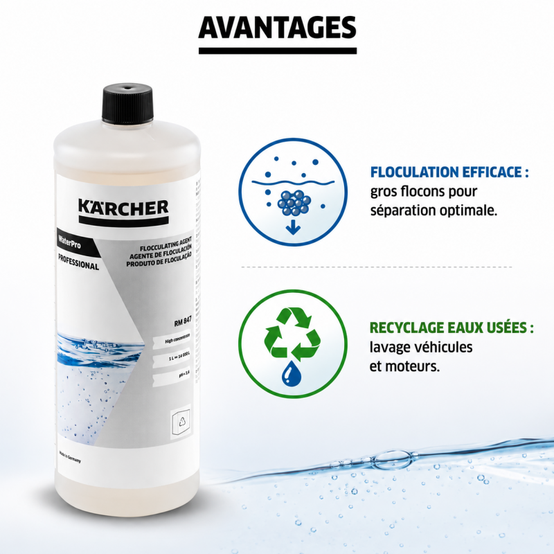 Karcher Agent de Floculation WaterPro RM 847 Pack de 2x1 L, Karcher Kobleo