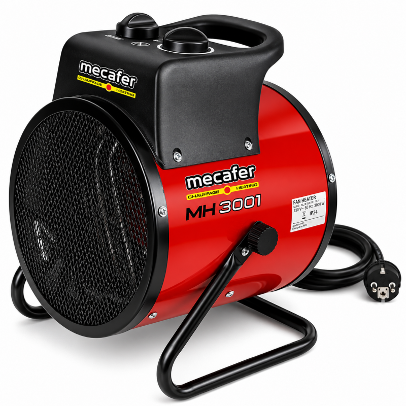 Mecafer Chauffage de Chantier Electrique 3000W Inox 276 m3 par h, Mecafer Kobleo