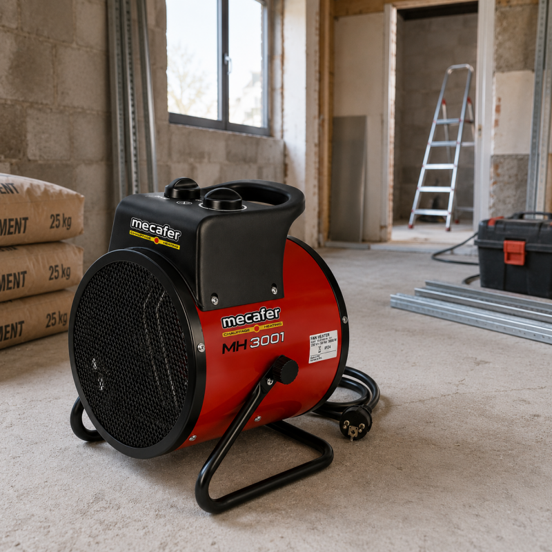 Mecafer Chauffage de Chantier Electrique 3000W Inox 276 m3 par h, Mecafer Kobleo