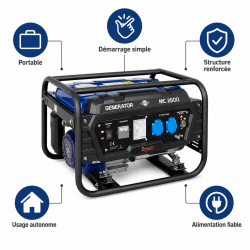 Mecafer Groupe Electrogene Essence Portable 7 HP Sonore 95 dB(A), Mecafer Kobleo