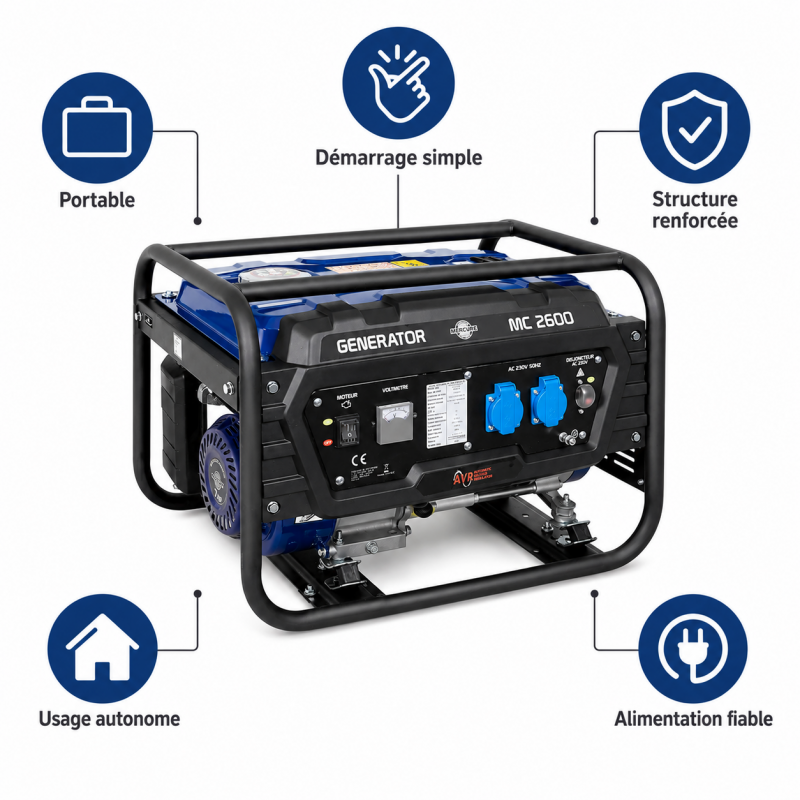 Mecafer Groupe Electrogene Essence Portable 7 HP Sonore 95 dB(A), Mecafer Kobleo