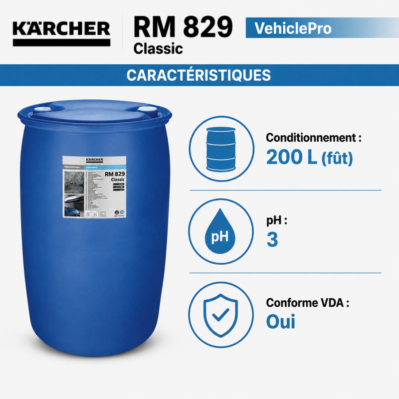 Karcher Agent de Sechage VehiclePro RM 829 Classic Bidon de 200 L, Karcher Kobleo