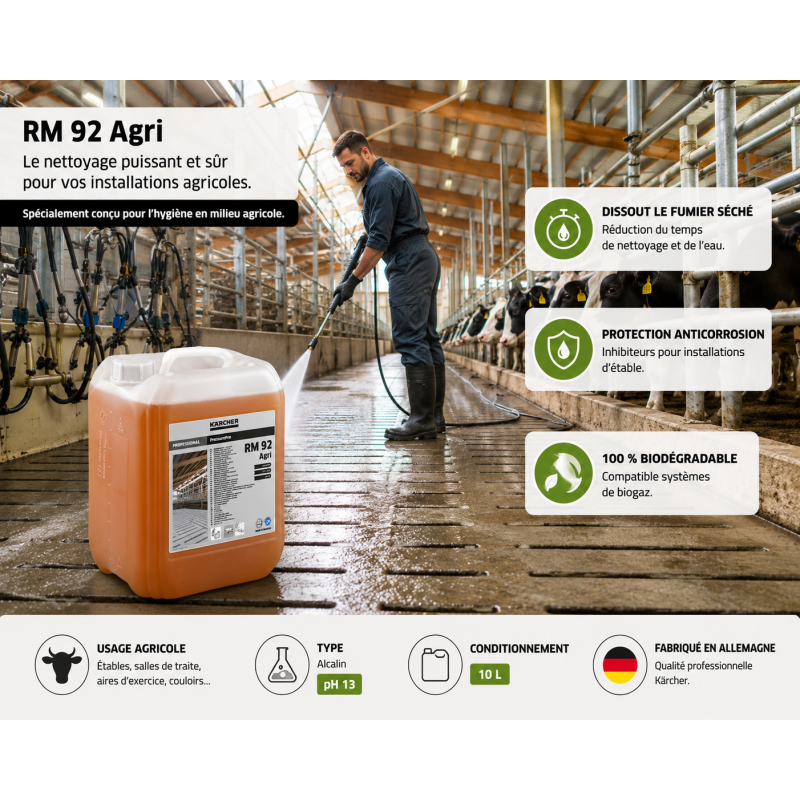 Karcher Agent de Trempage PressurePro Alcalin RM 92 Agri 10 L, Karcher Kobleo