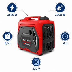 Mecafer Groupe Electrogene Inverter Essence 3800W Moteur de 5.5 HP, Mecafer Kobleo