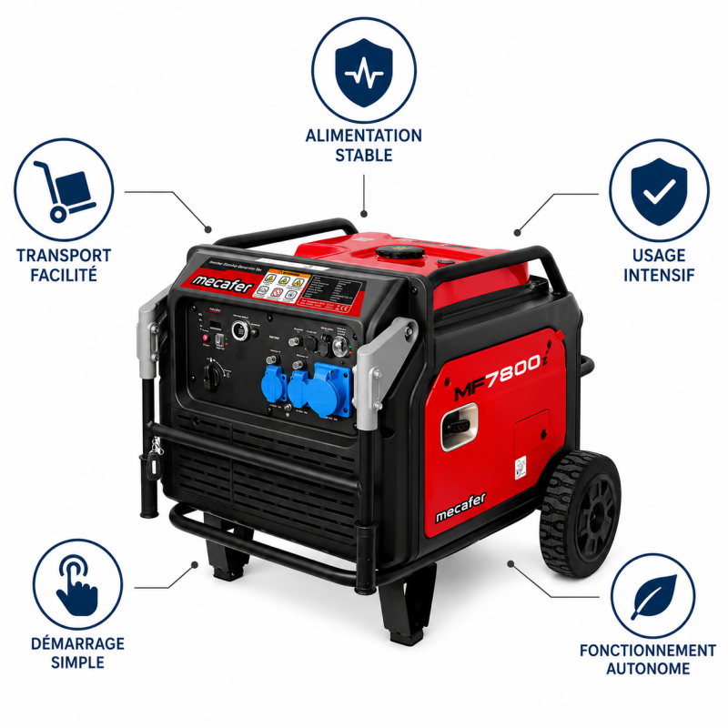 Mecafer Groupe Electrogene Inverter Essence 7850W Moteur de 13 HP, Mecafer Kobleo
