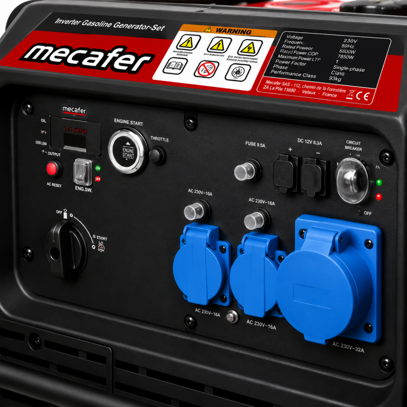 Mecafer Groupe Electrogene Inverter Essence 7850W Moteur de 13 HP, Mecafer Kobleo