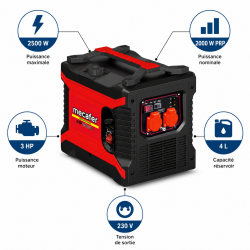 Mecafer Groupe Electrogene Inverter Essence 2500W Reservoir de 4 L, Mecafer Kobleo