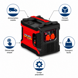 Mecafer Groupe Electrogene Inverter Essence 2500W Reservoir de 4 L, Mecafer Kobleo