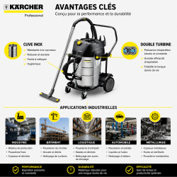 Karcher Aspirateur Eau et Poussieres NT 75 2 Tact2 Me Tc max. 2760 W, Karcher Kobleo