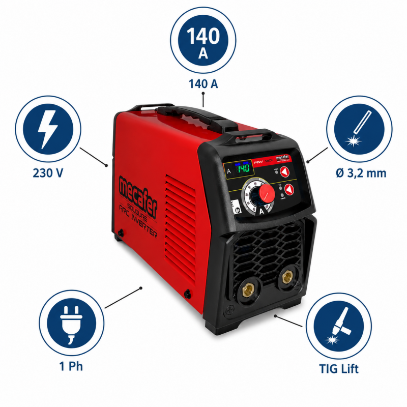 Mecafer Poste a Souder MMA et TIG Lift Inverter 140A IGBT Electrodes, Mecafer Kobleo